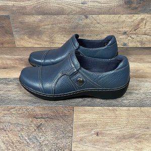 Clarks Collection Cory Poppy Blue Tumbled Leather Slip On